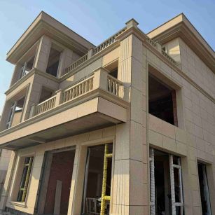 黑龙江 黄金麻花岗岩石材荔枝面外墙干挂效果展示