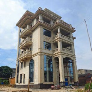 黑龙江 黄金麻花岗岩石材别墅外墙干挂搭配（雕花栏杆花瓶柱门楼罗马柱）