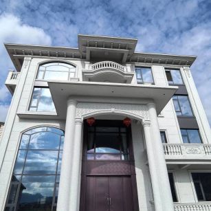 黑龙江白麻别墅外墙干挂石材效果示例