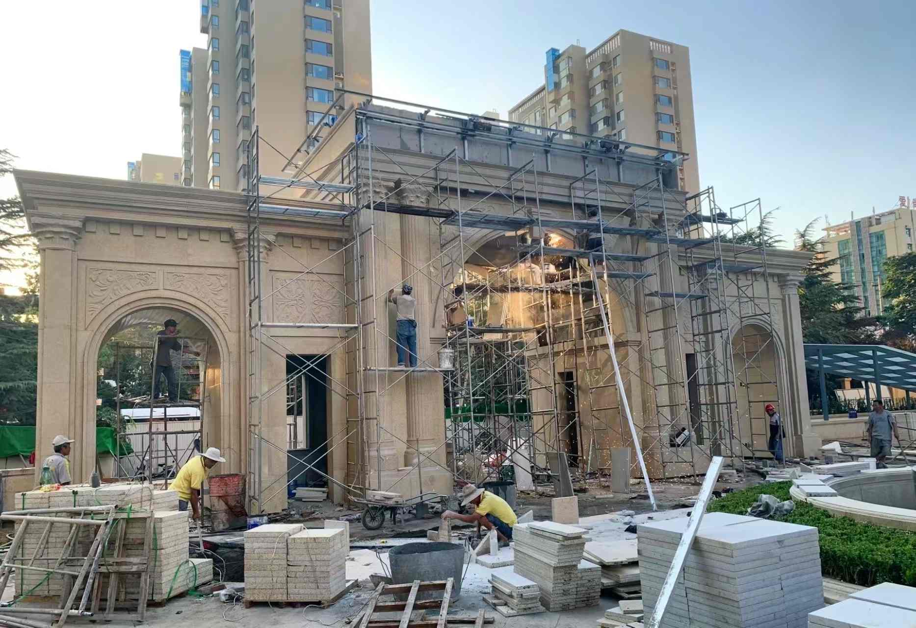 黑龙江 黄金麻荔枝面花岗岩小区门楼外墙干挂